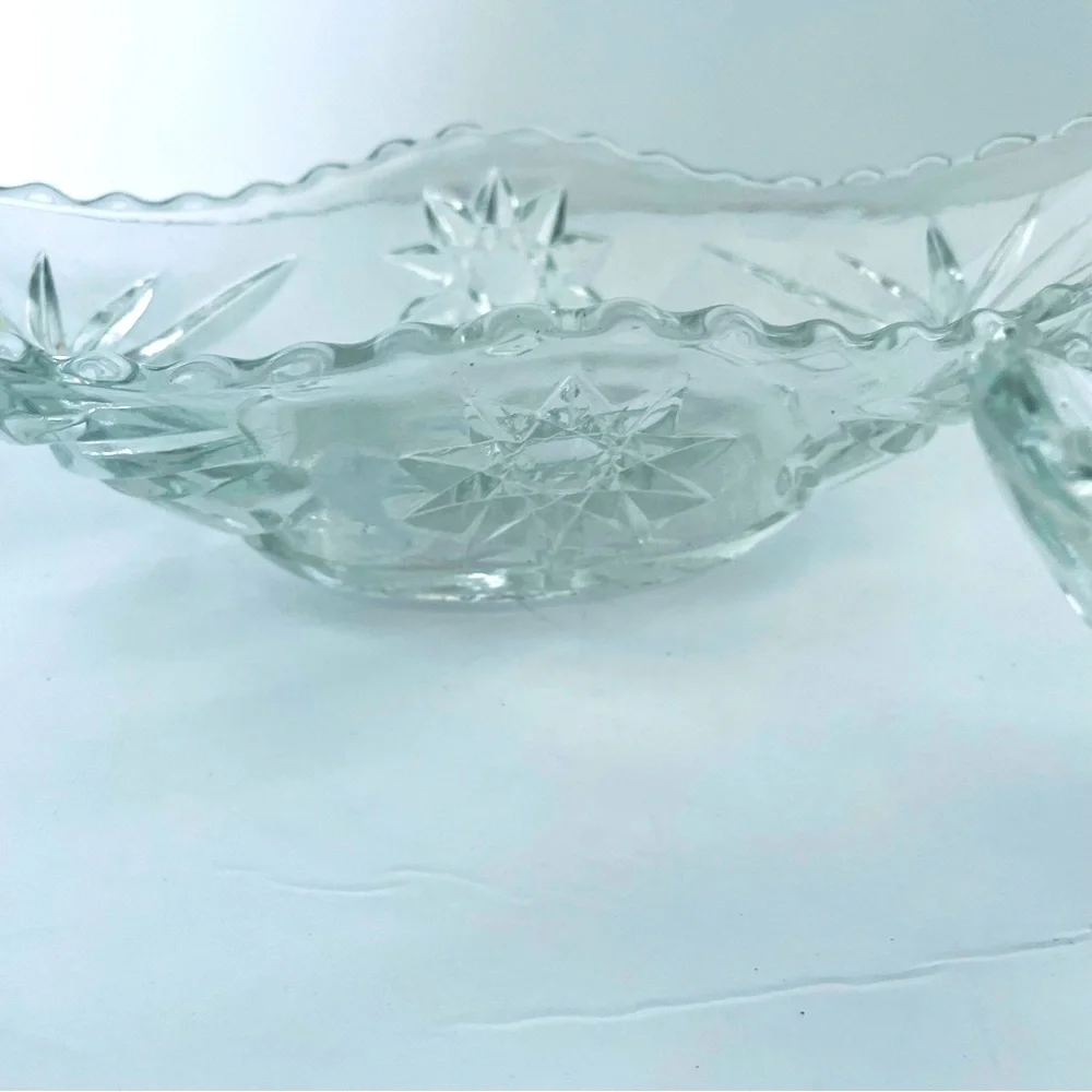 Anchor Hocking Prescot vintage “Star of David” glass Gondola Dishes set of two